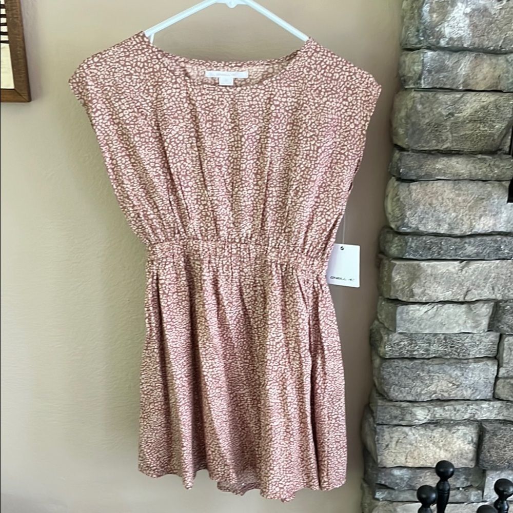 Reddish brown leopard Patterned Sleeveless Dress with cutout detail on back